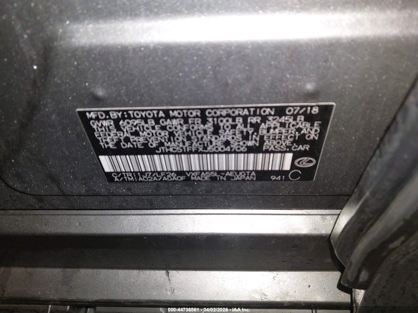 2018 Lexus Ls 500 F Sport VIN: JTHC51FFXJ5004706 Lot: 44736561