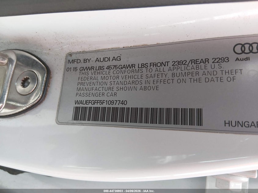 2015 Audi A3 2.0T Premium VIN: WAUEFGFF5F1097740 Lot: 44736903