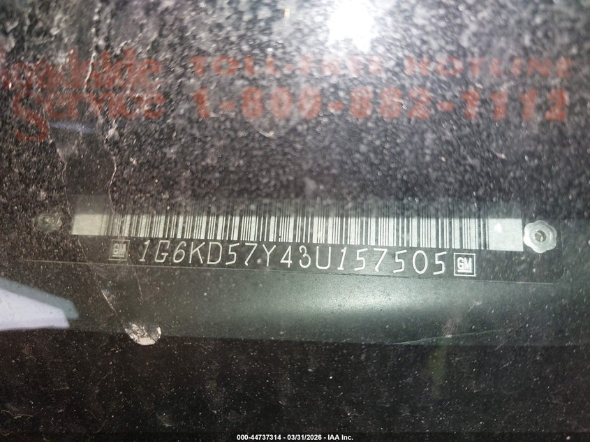 2003 Cadillac Deville Standard VIN: 1G6KD57Y43U157505 Lot: 44737314