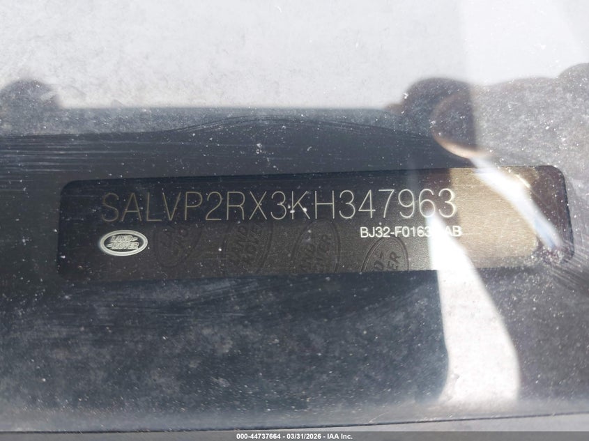 2019 Land Rover Range Rover Evoque Se/Se Premium VIN: SALVP2RX3KH347963 Lot: 44737664