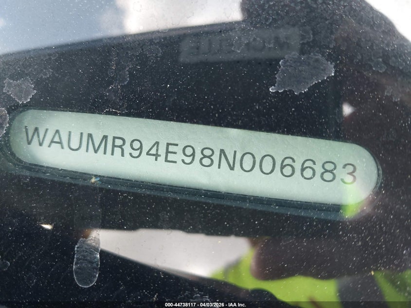2008 Audi A8 W12 VIN: WAUMR94E98N006683 Lot: 44738117