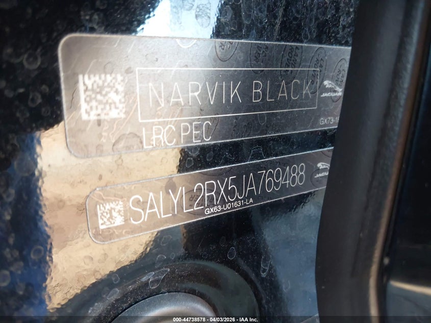 2018 Land Rover Range Rover Velar P250 Se R-Dynamic VIN: SALYL2RX5JA769488 Lot: 44738578