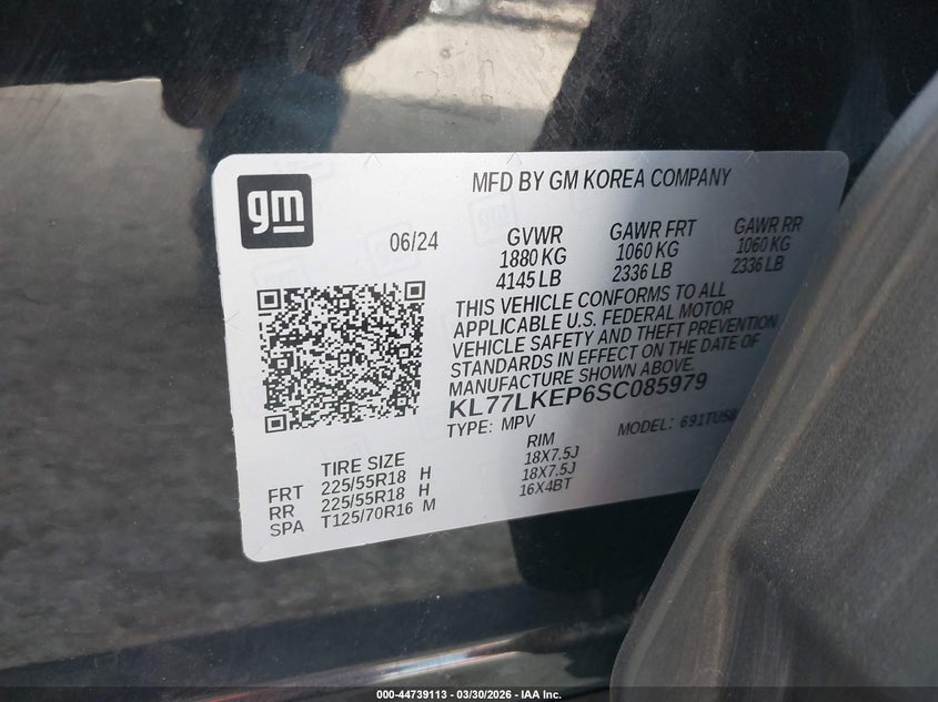 VIN KL77LKEP6SC085979 2025 CHEVROLET TRAX FWD ACTIV
