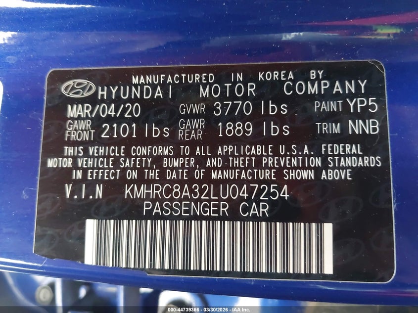 2020 HYUNDAI VENUE SPORT UTILITY VEHICLE 1.6L I-4 DOHC, VVT, 121HP
