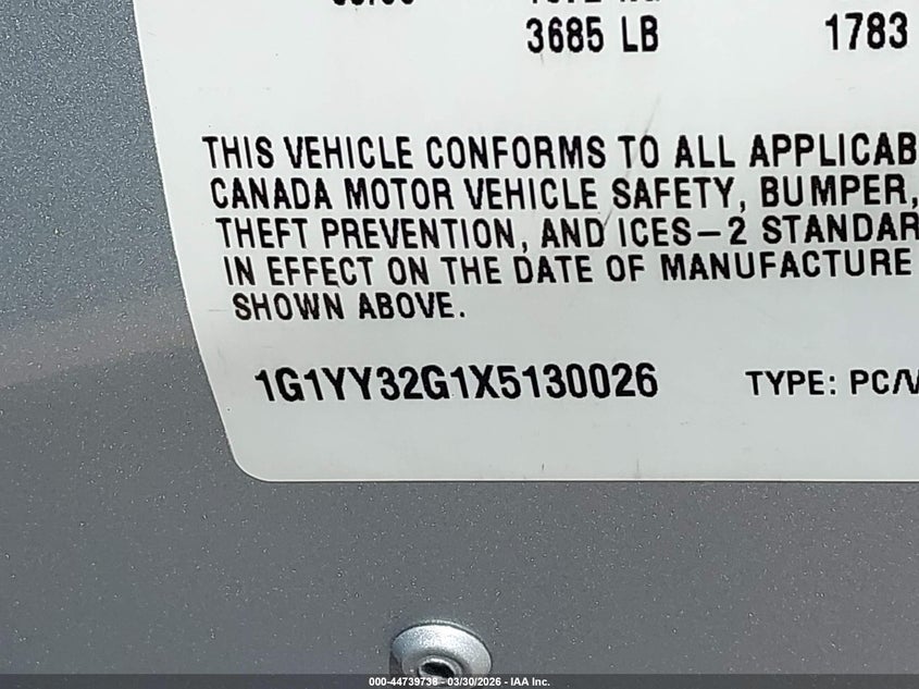 1999 Chevrolet Corvette VIN: 1G1YY32G1X5130026 Lot: 44739738