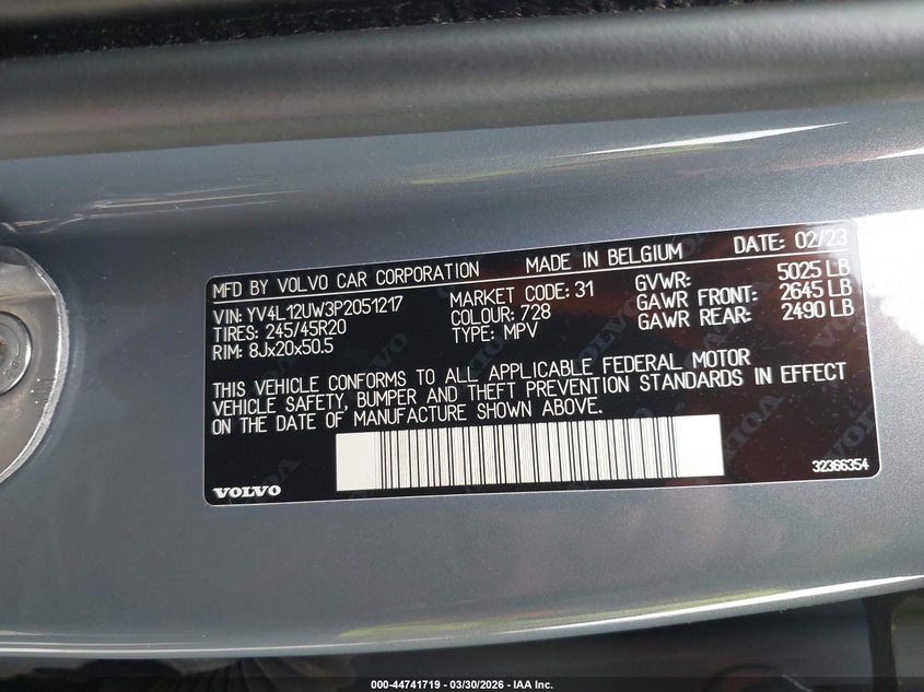 2023 Volvo Xc40 B5 Plus Dark Theme VIN: YV4L12UW3P2051217 Lot: 44741719