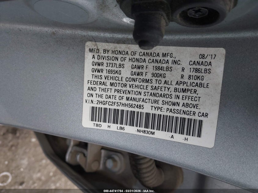 VIN 2HGFC2F57HH562485 2017 HONDA CIVIC LX