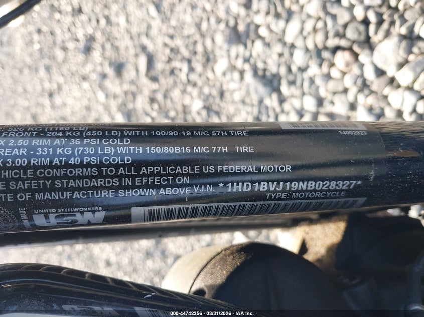 2022 Harley-Davidson Fxst VIN: 1HD1BVJ19NB028327 Lot: 44742356