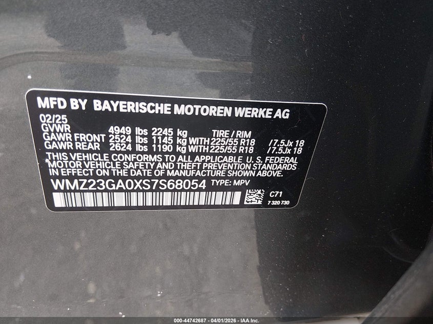 2025 Mini Countryman Cooper S VIN: WMZ23GA0XS7S68054 Lot: 44742687
