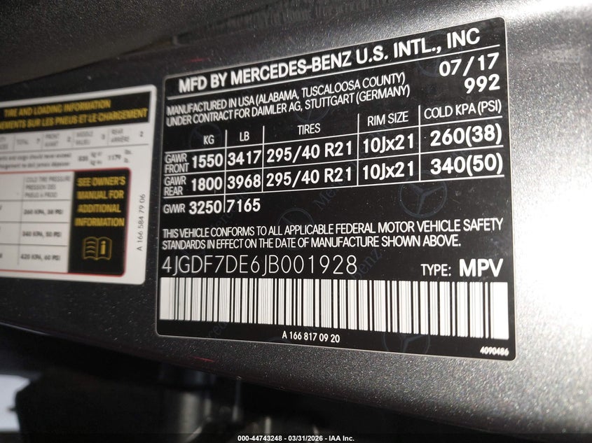 2018 Mercedes-Benz Gls 550 4Matic VIN: 4JGDF7DE6JB001928 Lot: 44743248