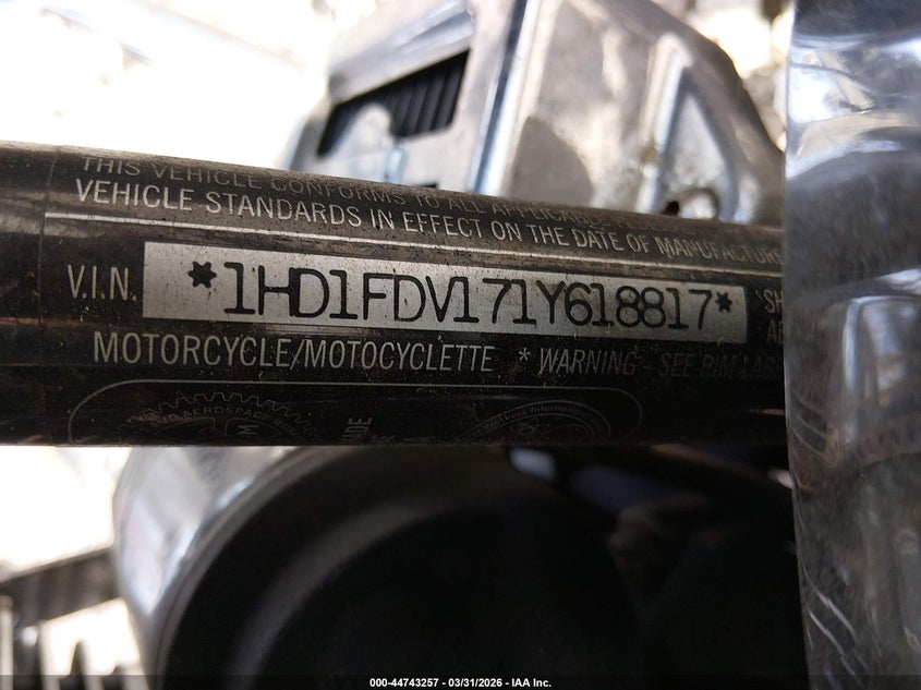 2001 Harley-Davidson Flhr VIN: 1HD1FDV171Y618817 Lot: 44743257