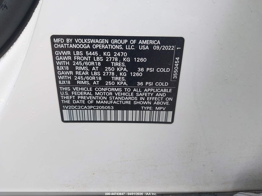 2023 Volkswagen Atlas Cross Sport 2.0T Se VIN: 1V2DC2CA3PC205053 Lot: 44743647