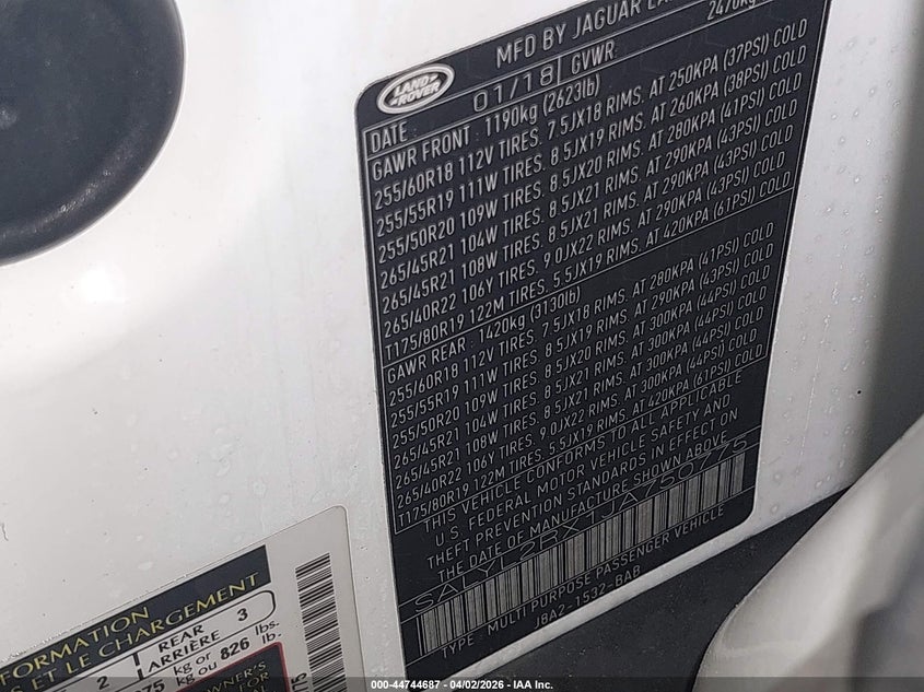 2018 Land Rover Range Rover Velar P250 Se R-Dynamic VIN: SALYL2RX1JA750775 Lot: 44744687