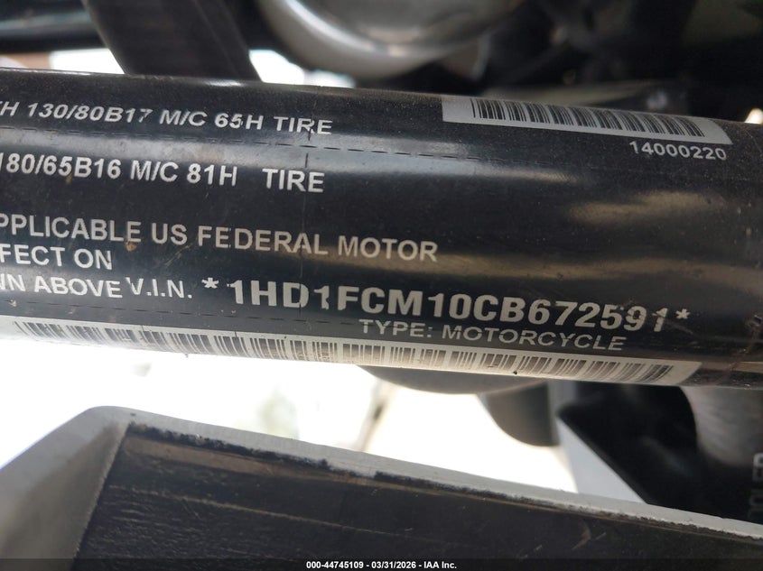 2012 Harley-Davidson Flhtcu Ultra Classic Electra Gld VIN: 1HD1FCM10CB672591 Lot: 44745109