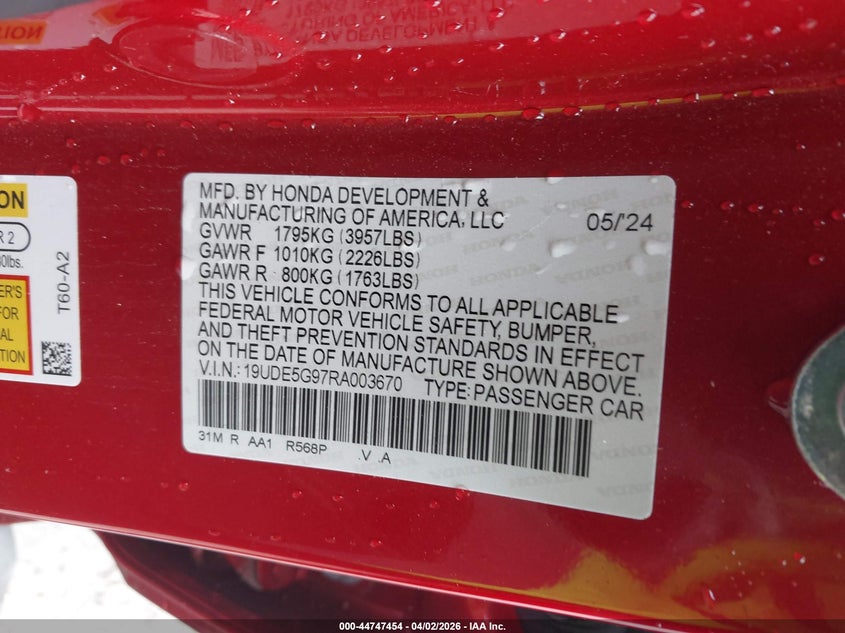 2024 Acura Integra Type S VIN: 19UDE5G97RA003670 Lot: 44747454