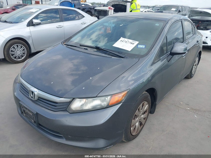 2012 Honda Civic 1.8 Lx grey Lot 111044747780 Vin 2HGFB2F50CH595582