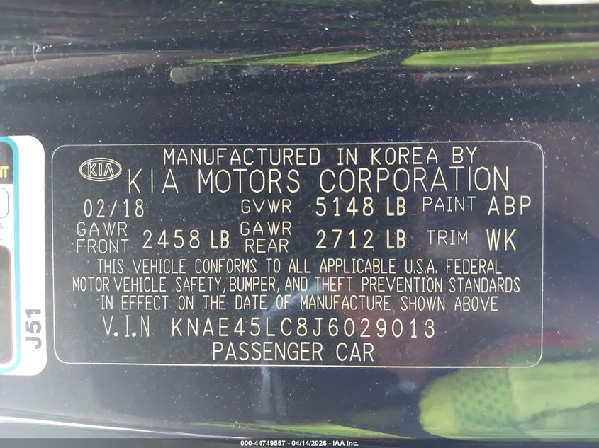 2018 Kia Stinger Gt1 VIN: KNAE45LC8J6029013 Lot: 44749557