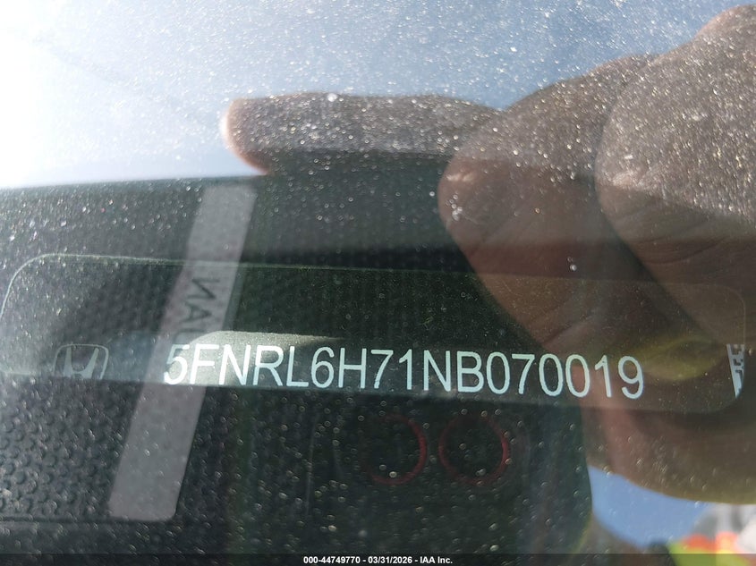 2022 Honda Odyssey Ex-L VIN: 5FNRL6H71NB070019 Lot: 44749770