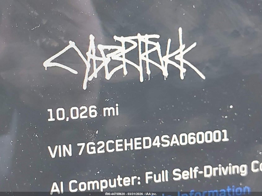2025 Tesla Cybertruck All-Wheel Drive VIN: 7G2CEHED4SA060001 Lot: 44750620