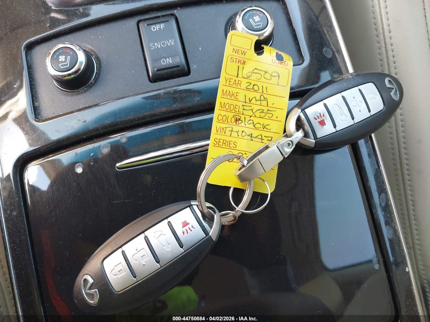 2011 Infiniti Fx35 VIN: JN8AS1MU5BM710447 Lot: 44750884