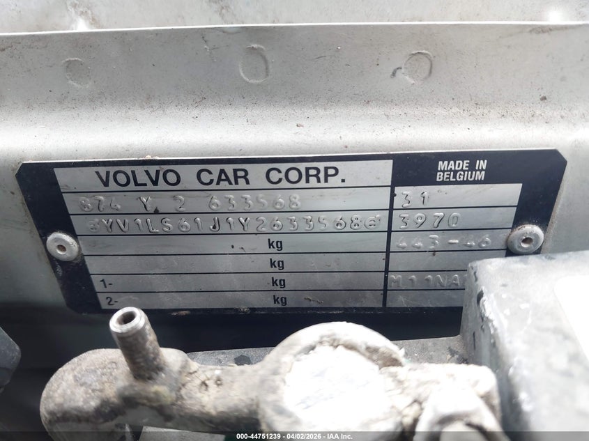 2000 Volvo S70 Se VIN: YV1LS61J1Y2633568 Lot: 44751239