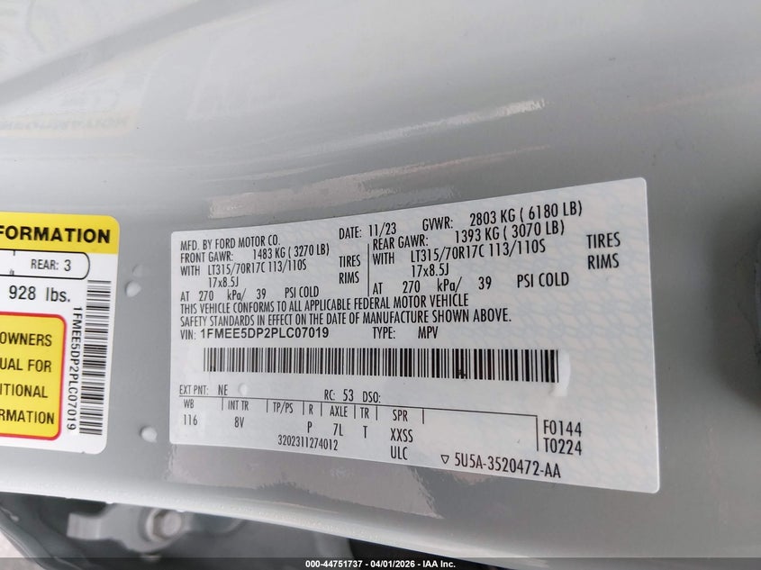 VIN 1FMEE5DP2PLC07019 2023 FORD BRONCO BADLANDS