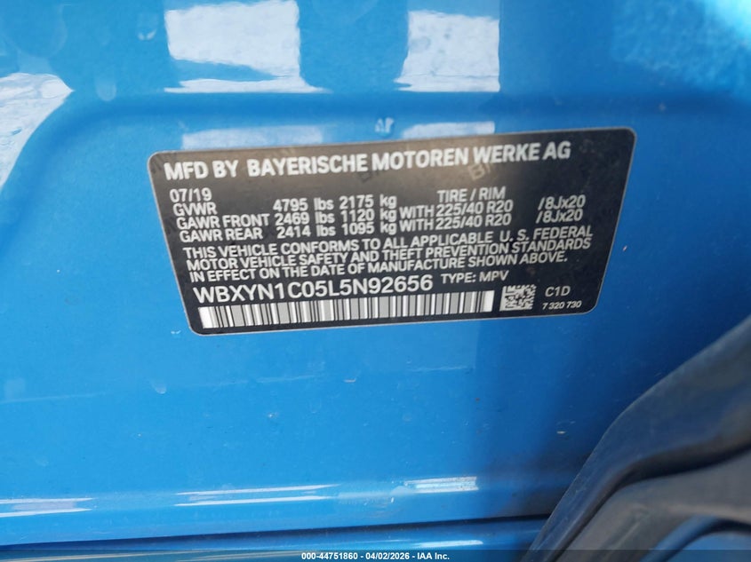 2020 BMW X2 M35I VIN: WBXYN1C05L5N92656 Lot: 44751860