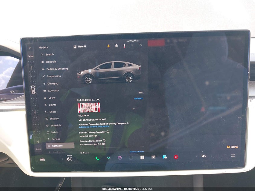 2022 Tesla Model X Plaid Tri Motor All-Wheel Drive VIN: 7SAXCBE62NF340003 Lot: 44752124