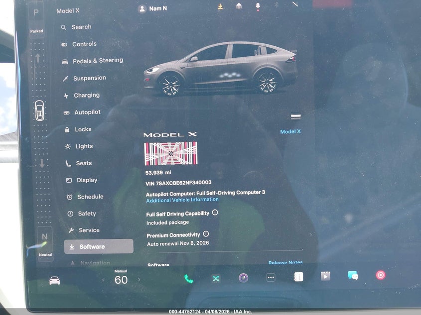 2022 Tesla Model X Plaid Tri Motor All-Wheel Drive VIN: 7SAXCBE62NF340003 Lot: 44752124