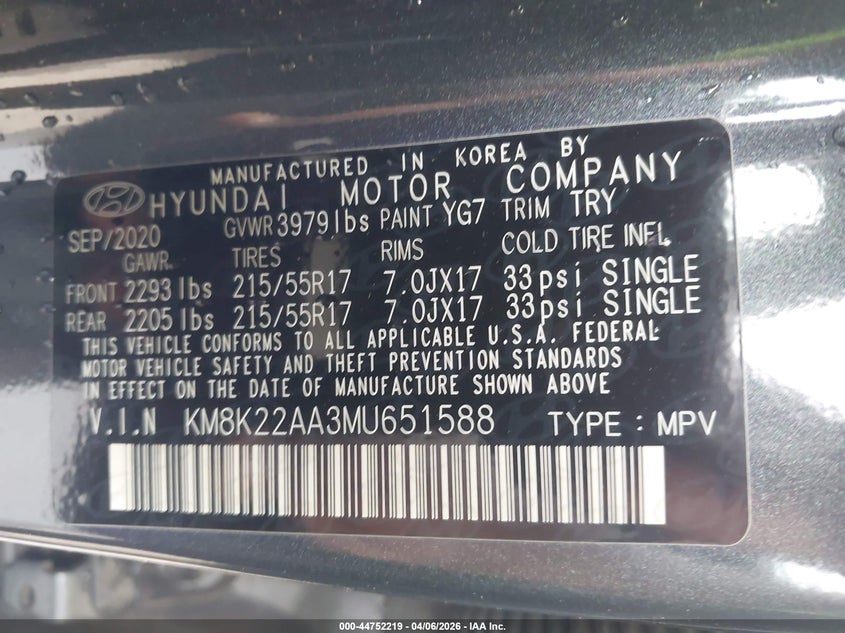 VIN KM8K22AA3MU651588 2021 HYUNDAI KONA SEL