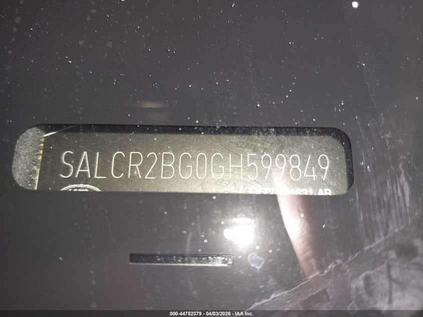 2016 Land Rover Discovery Sport Hse VIN: SALCR2BG0GH599849 Lot: 44752379