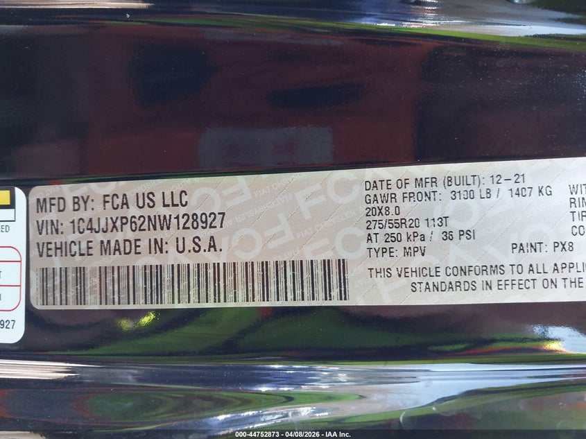 2022 Jeep Wrangler 4Xe Unlimited Sahara 4X4 VIN: 1C4JJXP62NW128927 Lot: 44752873