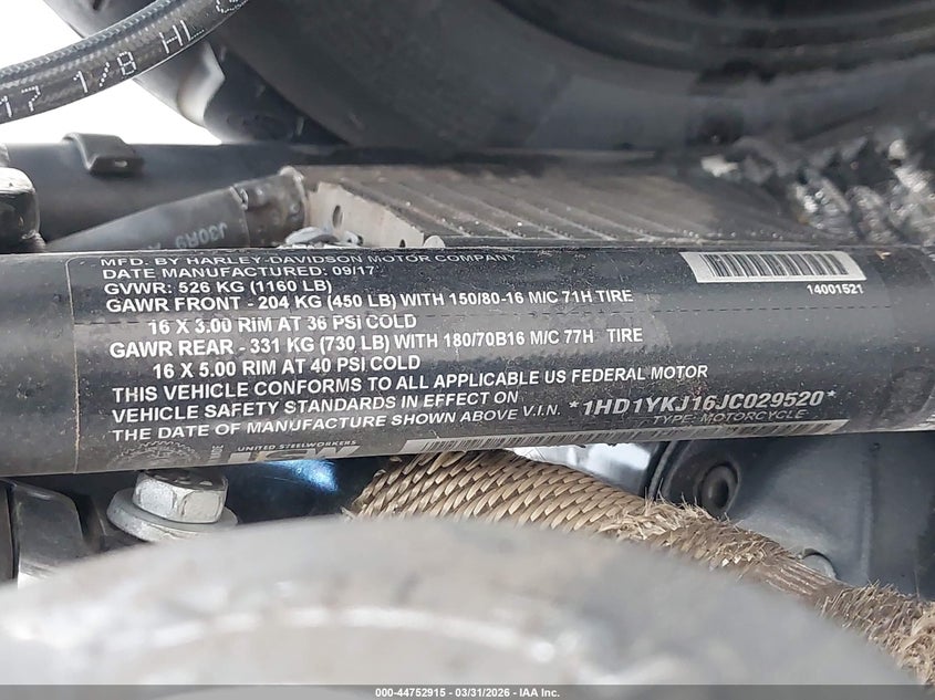2018 Harley-Davidson Fxfb Fat Bob VIN: 1HD1YKJ16JC029520 Lot: 44752915