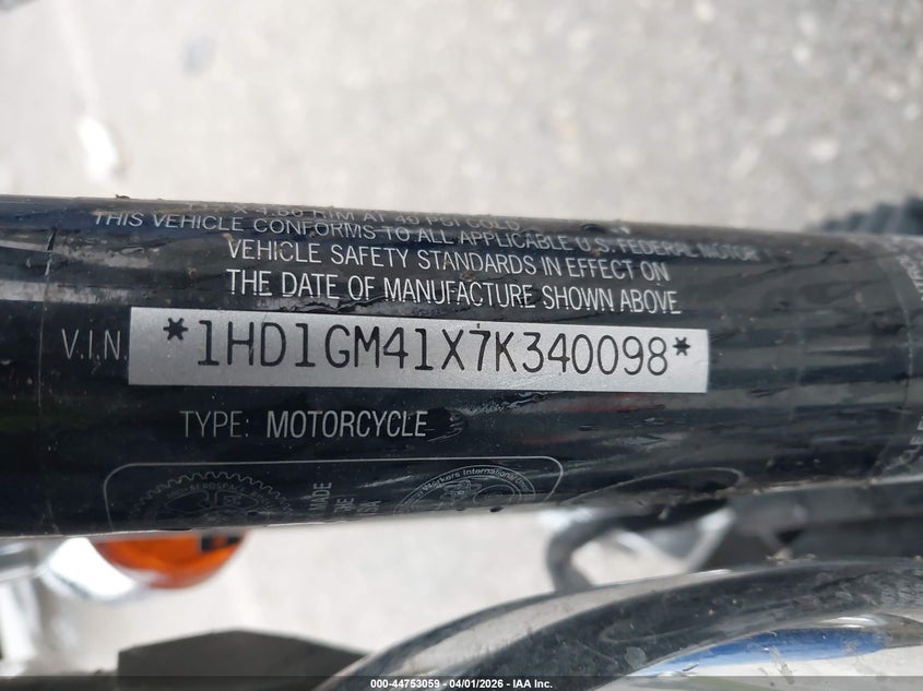 2007 Harley-Davidson Fxd VIN: 1HD1GM41X7K340098 Lot: 44753059