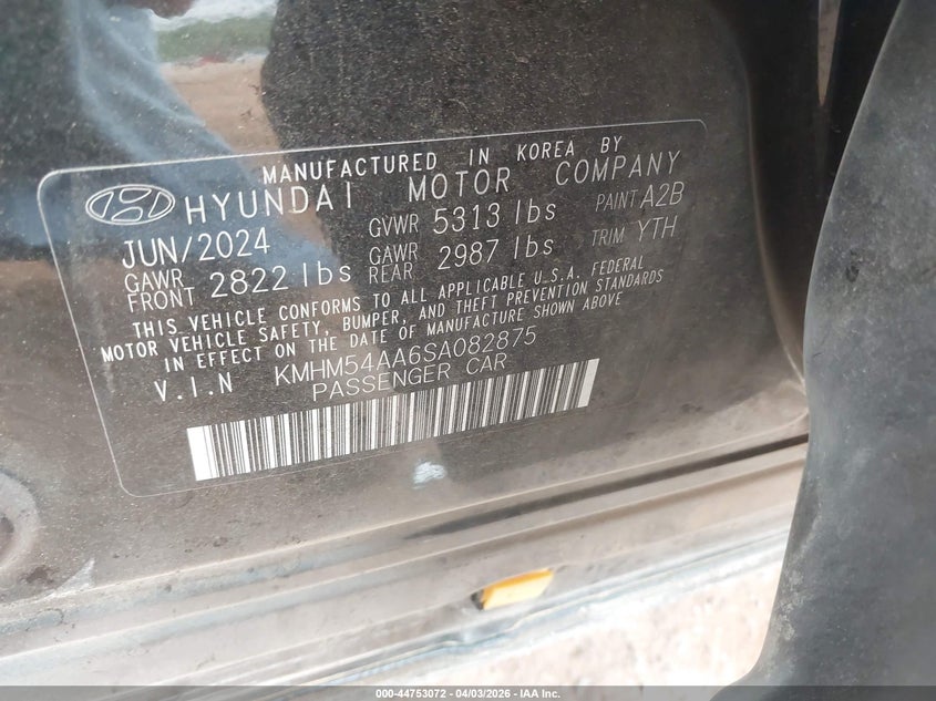 2025 Hyundai Ioniq 6 Limited VIN: KMHM54AA6SA082875 Lot: 44753072