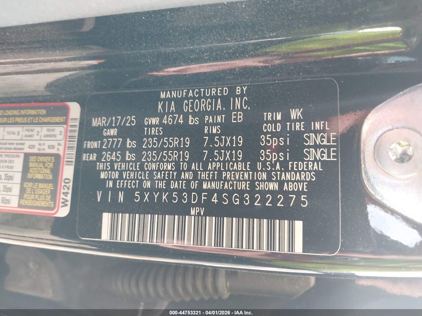 VIN 5XYK53DF4SG322275 2025 KIA SPORTAGE SX-PRESTIGE