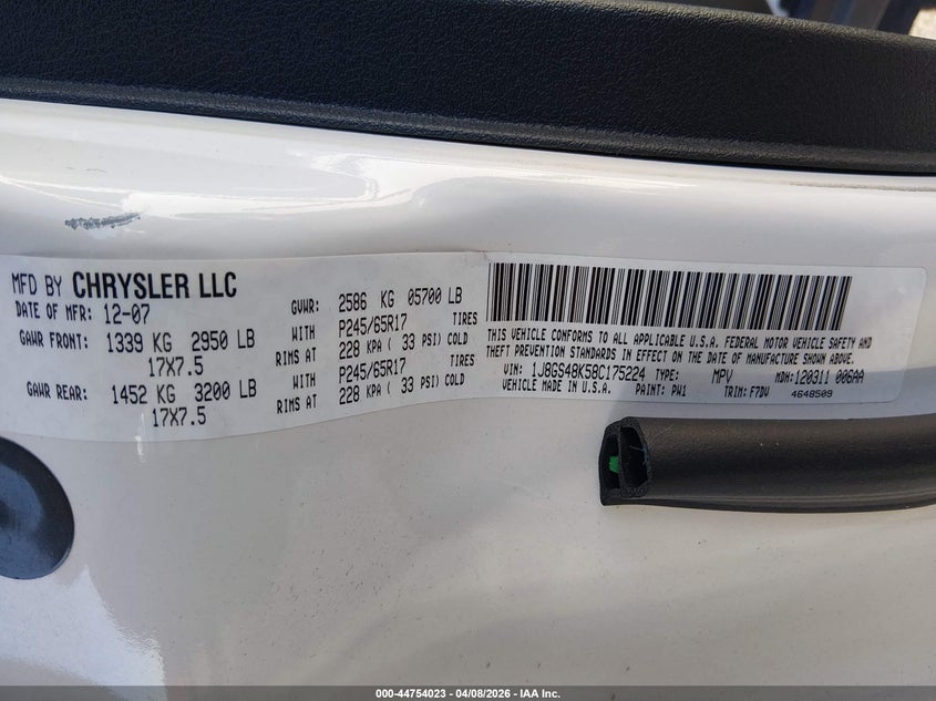 2008 Jeep Grand Cherokee Laredo VIN: 1J8GS48K58C175224 Lot: 44754023