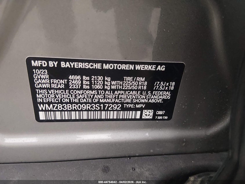 2024 Mini Countryman Cooper S VIN: WMZ83BR09R3S17292 Lot: 44754042