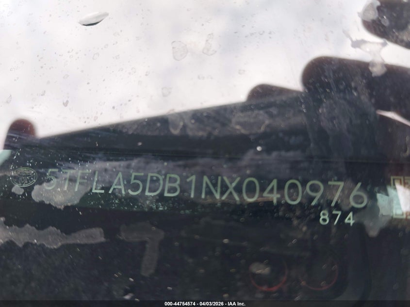 2022 Toyota Tundra Sr5 VIN: 5TFLA5DB1NX040976 Lot: 44754574