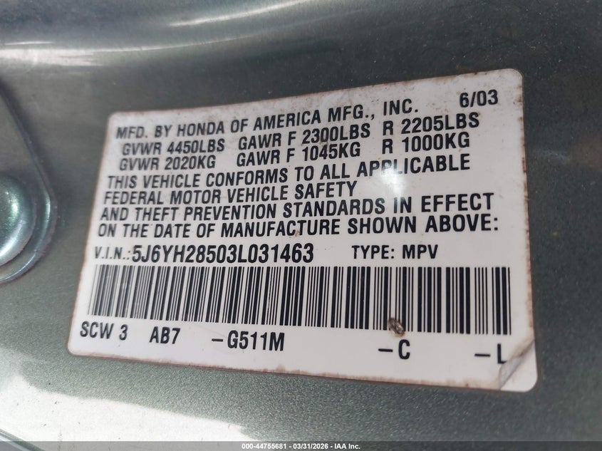 2003 Honda Element Ex #9