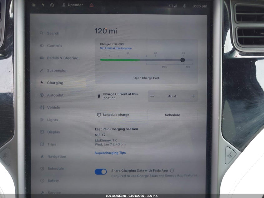 2019 Tesla Model X 100D/75D/Long Range VIN: 5YJXCAE23KF160545 Lot: 44755928