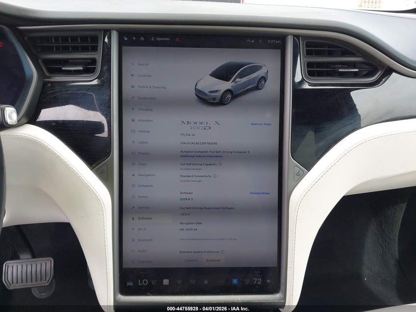 2019 Tesla Model X 100D/75D/Long Range VIN: 5YJXCAE23KF160545 Lot: 44755928