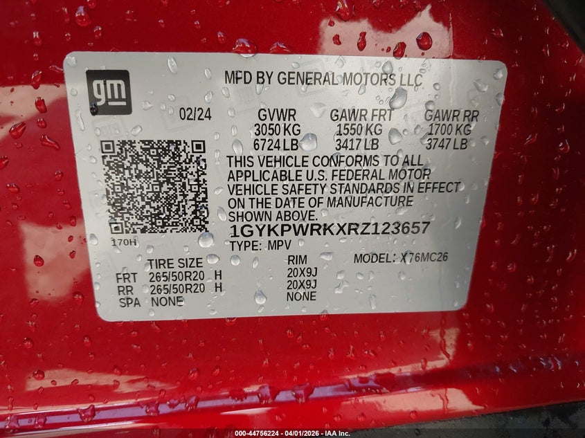 2024 Cadillac Lyriq Sport W/1Sk VIN: 1GYKPWRKXRZ123657 Lot: 44756224