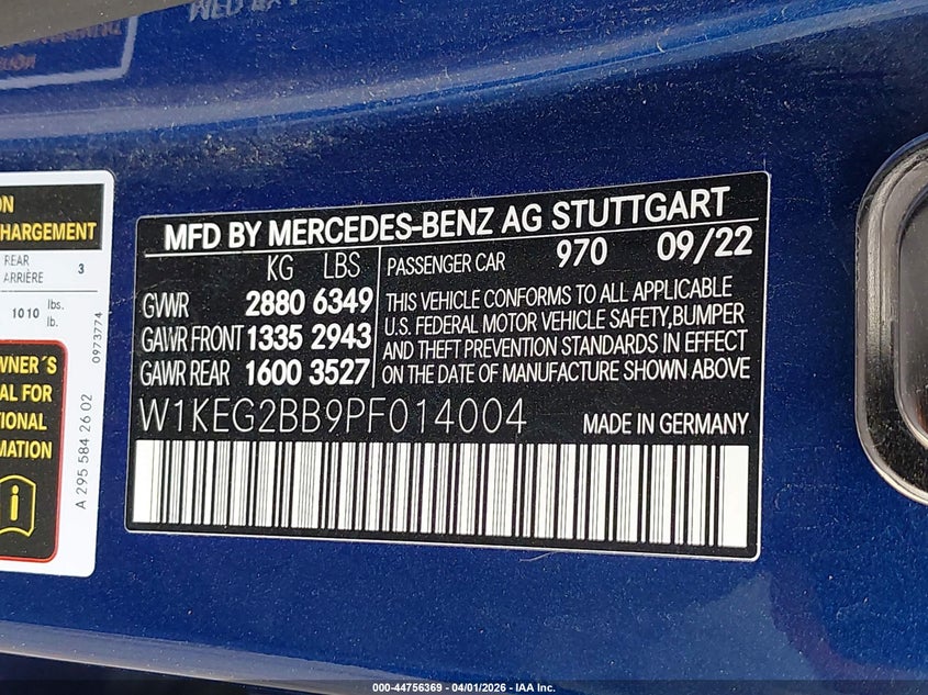 2023 Mercedes-Benz Eqe 350 VIN: W1KEG2BB9PF014004 Lot: 44756369