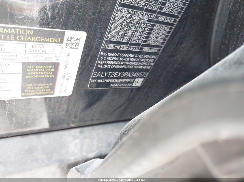 2023 Land Rover Range Rover Velar P250 R-Dynamic S VIN: SALYT2EX9PA348579 Lot: 44756392