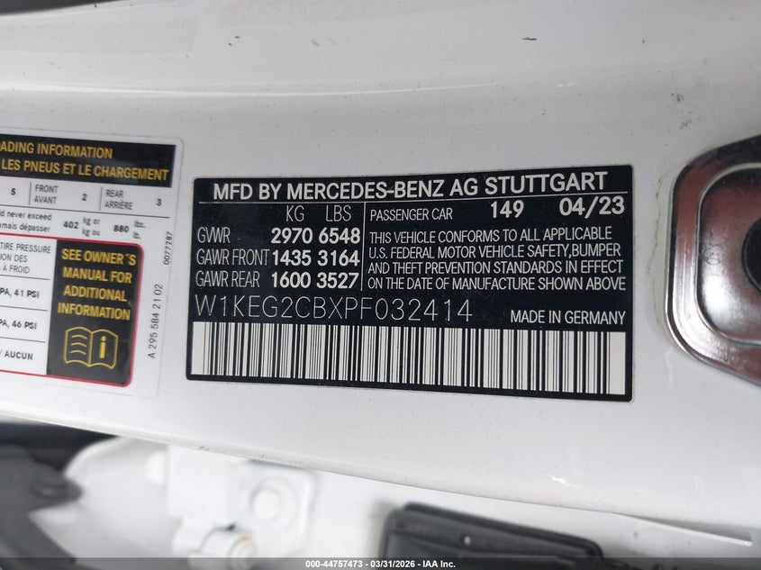 2023 Mercedes-Benz Eqe 500 4Matic+ VIN: W1KEG2CBXPF032414 Lot: 44757473