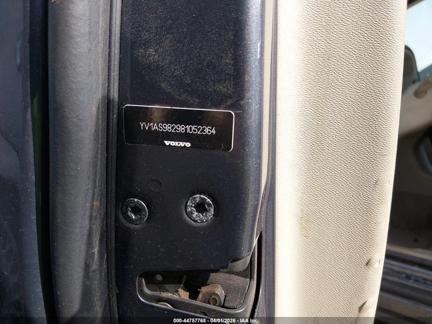 2008 Volvo S80 3.2 VIN: YV1AS982981052364 Lot: 44757768