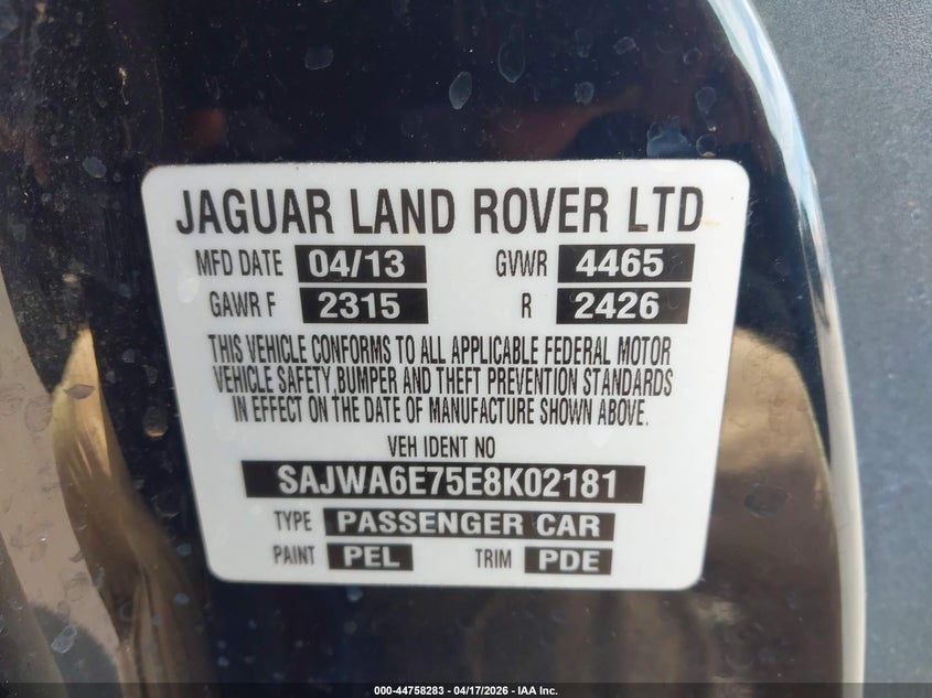 2014 Jaguar F-Type VIN: SAJWA6E75E8K02181 Lot: 44758283