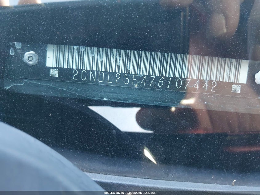 2007 Chevrolet Equinox Ls VIN: 2CNDL23F476107442 Lot: 44758736