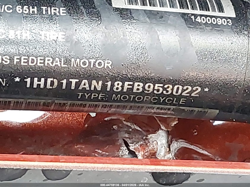 2015 Harley-Davidson Fltruse Cvo Road Glide VIN: 1HD1TAN18FB953022 Lot: 44759136